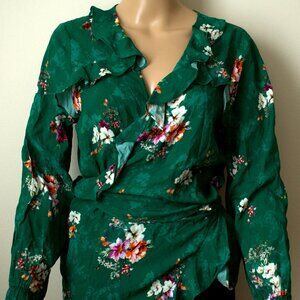 Green Floral Blouse / Size 12 / H&M 2017